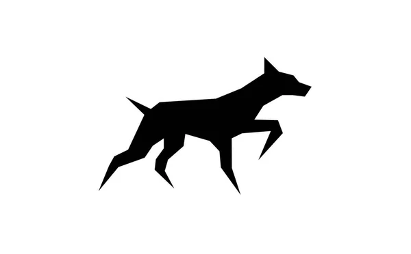 犬犬折り紙シルエット デザイン ロゴのベクトルのアイコン — ストックベクタ