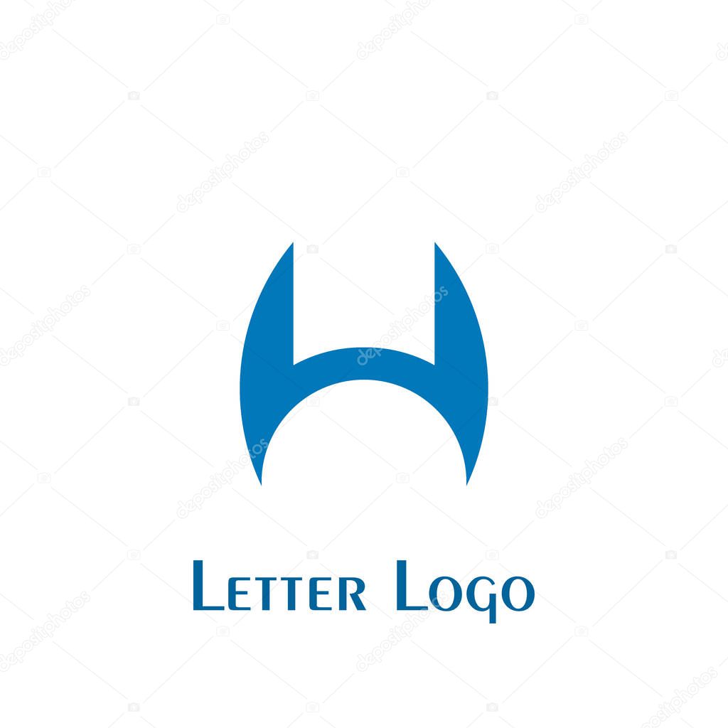 H letter logo, simple logo design. with blue color, isolated on white background.