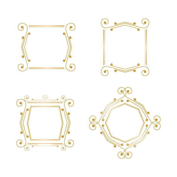采购产品金色的装饰品框架 豪华的金框集合 边框装饰 白色的背景 — 图库矢量图片