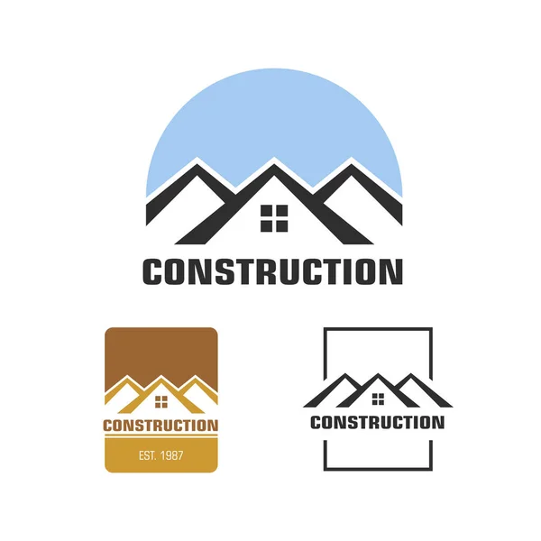 Logo Construction Entreprise Logo Immobilier Construction Architecture Construction Maisons Réparation — Image vectorielle