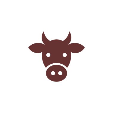 İnek kafası simgesi, basit inek kafası logo tasarım şablonu, beyaz arkaplanda izole.