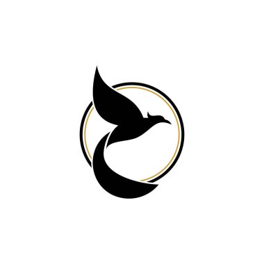 Uçan kuş grafik logosu tasarım şablonu, beyaz arkaplanda izole.