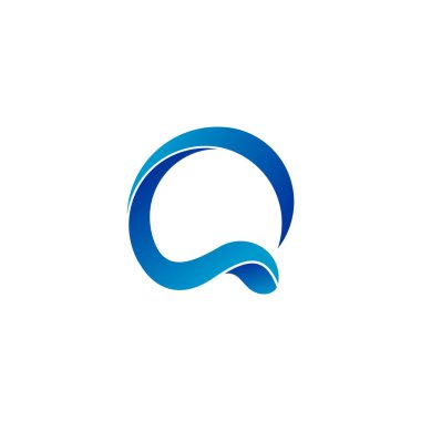 İlk harf Q grafik logo şablonu, dalga tasarımı konsepti, beyaz arkaplanda izole.