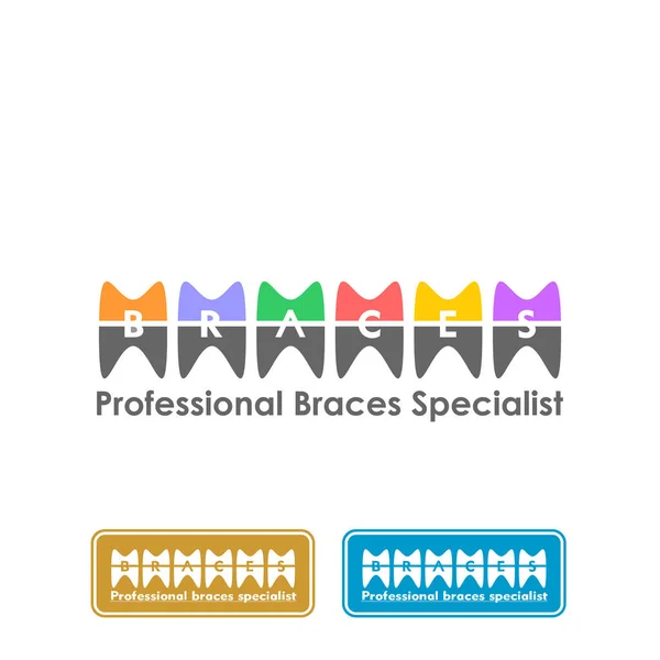 Zahnspangen Pflege Logo Design Konzept Vorlage Isoliert Auf Weißem Hintergrund — Stockvektor