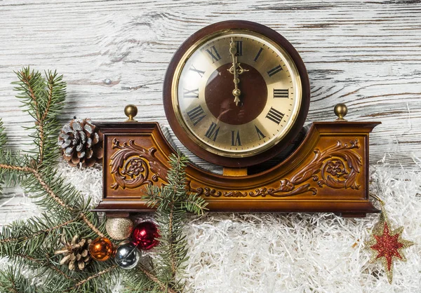 Christmas vintage clock — Stock Photo, Image