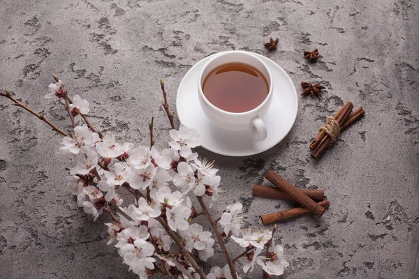 Flores de albaricoque y té —  Fotos de Stock