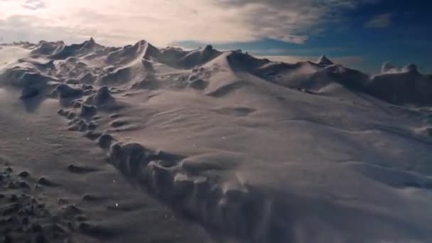 Vento Forte Che Soffia Neve Sulla Tundra — Video Stock