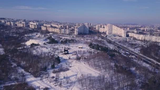 Vista Dall Alto Una Vecchia Chiesa Legno Kishinev Repubblica Moldova — Video Stock