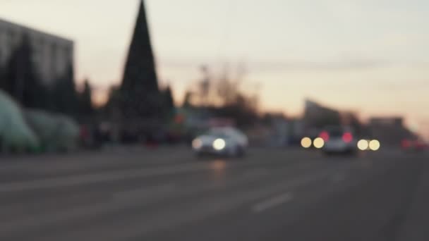 City Evening Car Traffic Defocused Image — Stock Video