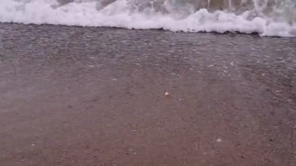 砂浜で海の柔らかい波 スローモーション — ストック動画