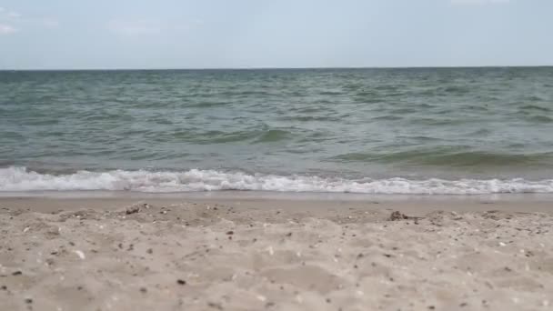 Вид Море Приятный Летний День Голубое Небо Маленькими Облаками Чистая — стоковое видео