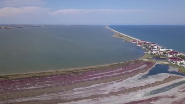 Ukrayna Nın Odessa Bölgesindeki Curortnoe Deniz Tükürük Merkezi Plaj Denizin — Stok video