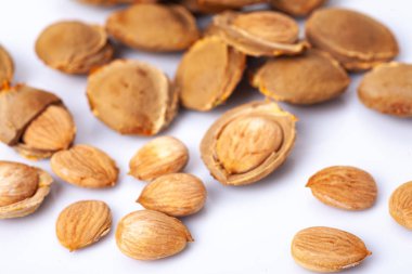 Kayısı çekirdeği beyaz arkaplanda izole edildi