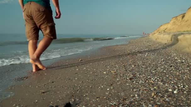 남자가 해변을 평화롭게 있습니다 조원술 — 비디오