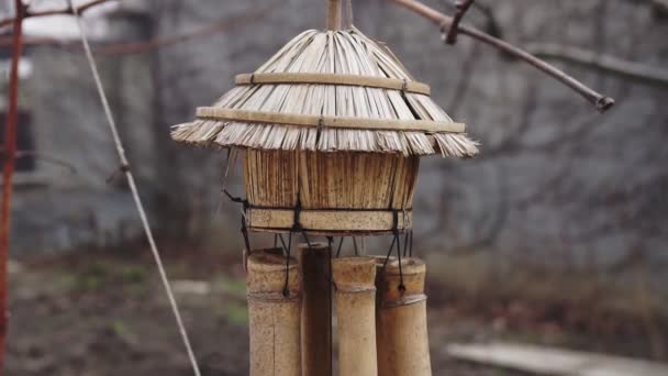 瞑想の庭で歌う風鈴 — ストック動画