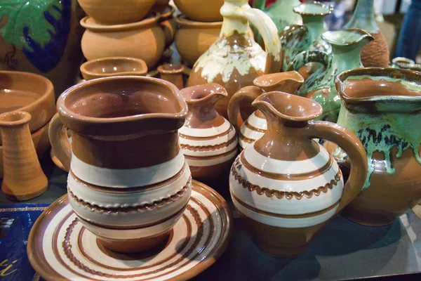 Pottery Jugs Fair Handicrafts Folk Potters — Stock Photo, Image