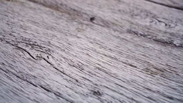 白色的木纹背景表面有古老的自然图案 靠近点 — 图库视频影像