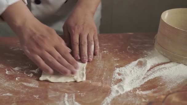 Vrouwen Leren Dochter Deeg Koken Het Deeg Samen Kneden Rol — Stockvideo