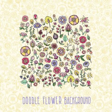 renkli doodle çiçekler