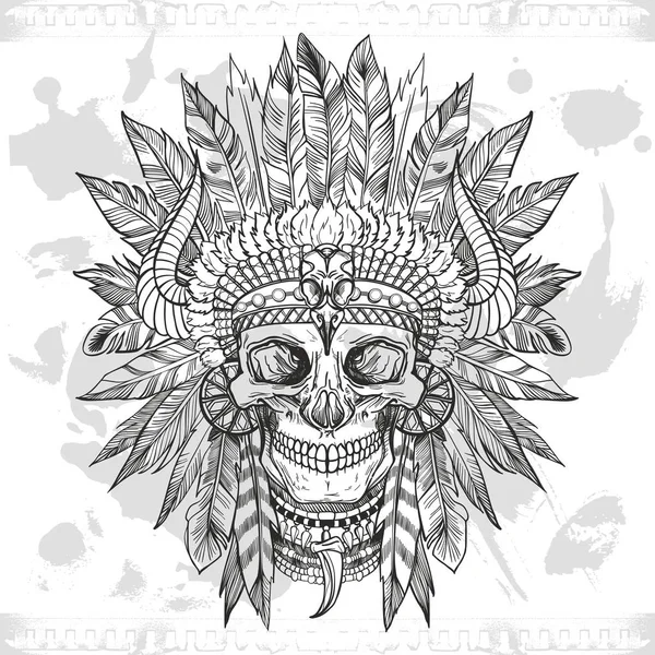 Skull of native american — Stock Vector