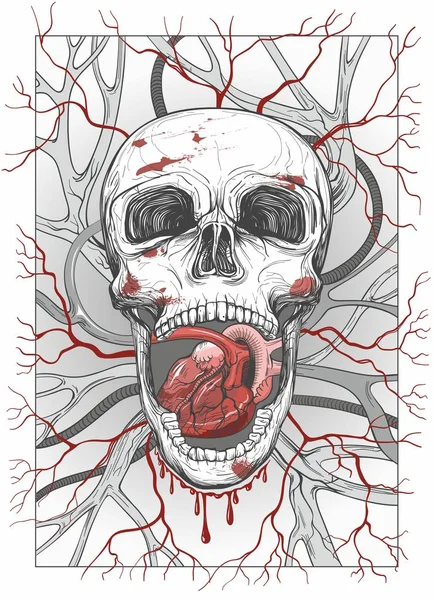 Vector cráneo y corazón — Archivo Imágenes Vectoriales