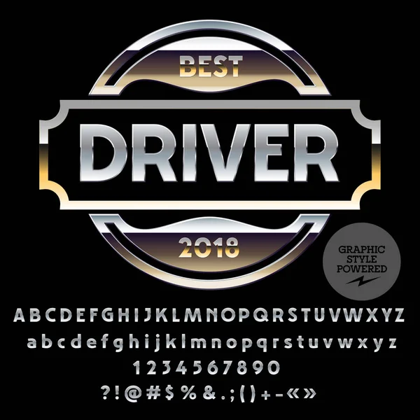 Vektör Logo motosiklet ve araba dükkan için altın ve gümüş. Krom yazı tipi grafik stili içerir