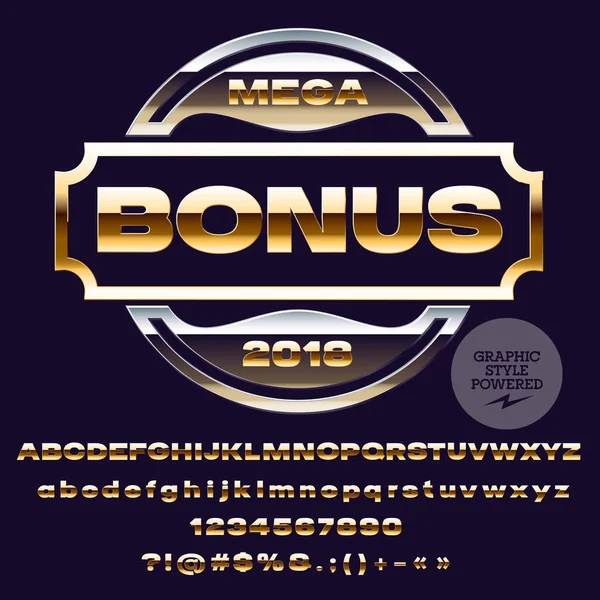Altın alfabesi harfleri, sayıları ve noktalama işaretlerini simgeler kümesi. Yazı tipi grafik stili içerir. Metin Bonus ile vektör Logo