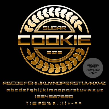 Şekerleme için vektör altın Logo şablonu. Harfler, sayılar, simgeler yaratıcı kümesi. Grafik stili yazı tipi