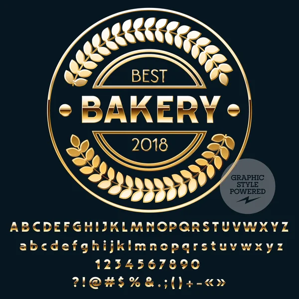 En iyi ekmek vektör altın Logo şablonu. Lüks ayarla harfler, sayılar, simgeler. Grafik stili yazı tipi