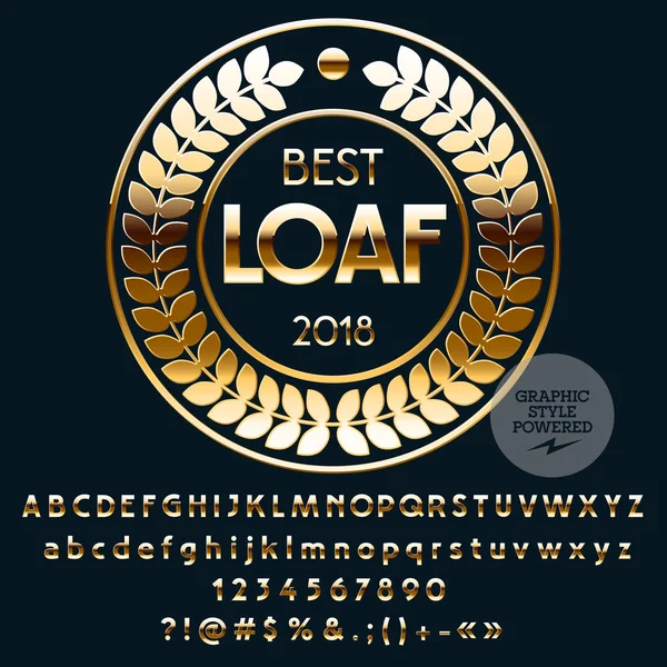 Pastane Dükkanı vektör altın Logo şablonu. Harfler, sayılar, simgeler yaratıcı kümesi. Grafik stili yazı tipi