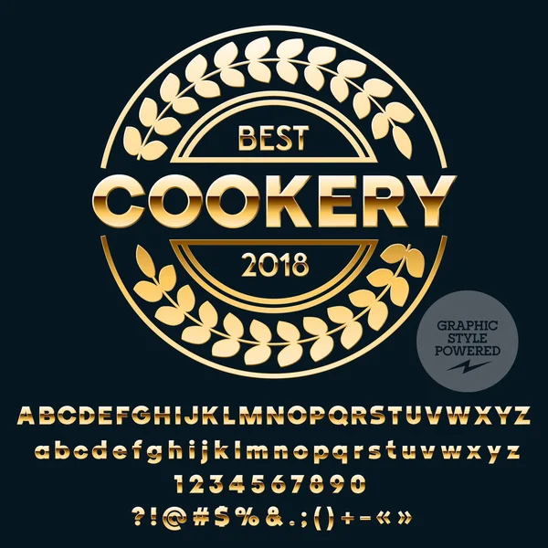 En iyi mutfak için vektör altın Logo şablonu. Lüks ayarla harfler, sayılar, simgeler. Grafik stili yazı tipi