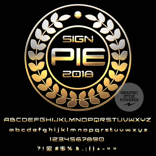 Vektör altın Logo şablonu Dükkanı ekmek için. Lüks ayarla harfler, sayılar, simgeler. Grafik stili yazı tipi