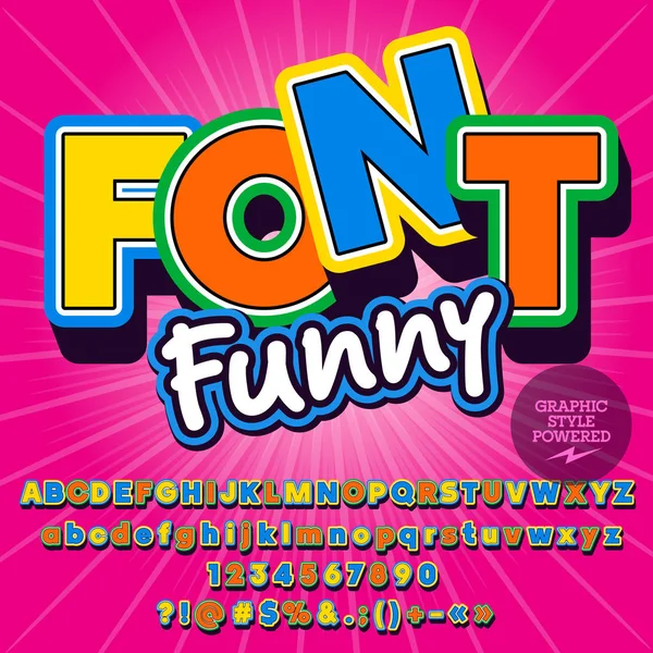 Bright and cool vector set of Alphabet. Funny Font contains Graphic style — Stock Vector