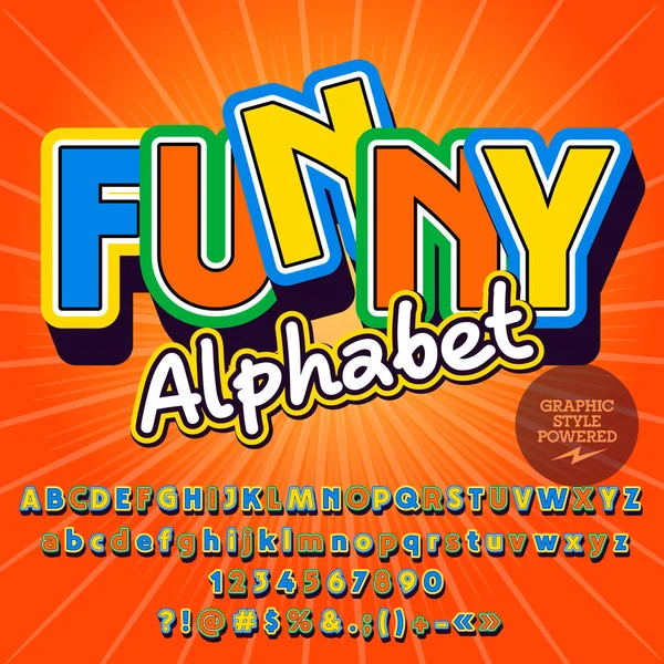 Serie di alfabeti vettoriali comici. Font con testo Funny Alphabet. Contiene stile grafico . — Vettoriale Stock