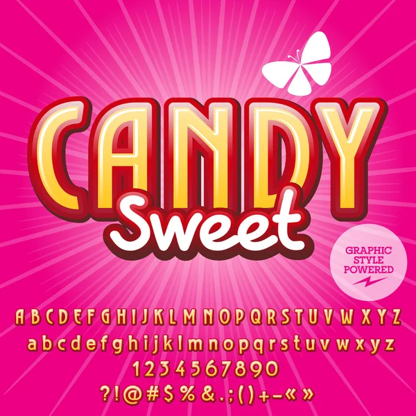 Trendy vektör alfabe seti. Yazı tipi metin şeker tatlı ile. Grafik stili içerir.