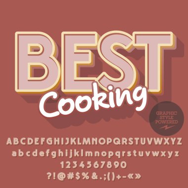 Zarif vektör alfabe seti. Yazı tipi metin en iyi yemek ile. Grafik stili içerir.