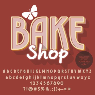 Trendy vektör alfabe seti. Yazı tipi metin Bake Shop ile. Grafik stili içerir.