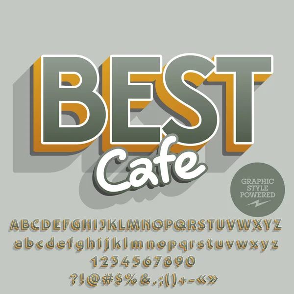 Zarif vektör alfabe seti. En iyi Cafe metinle yazı tipi. Grafik stili içerir.