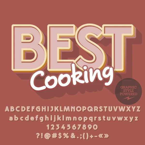Zarif vektör alfabe seti. Yazı tipi metin en iyi yemek ile. Grafik stili içerir.