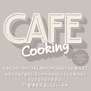 Vector creative Alphabet. Contains Graphic style. Font with text Cafe Cooking. clipart