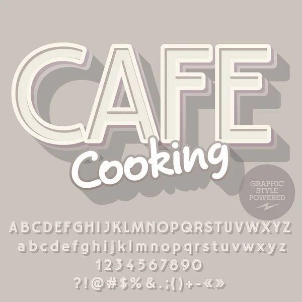 Vektor kreatif Alphabet. Berisi gaya grafis. Fonta dengan Cafe Teks Memasak . - Stok Vektor