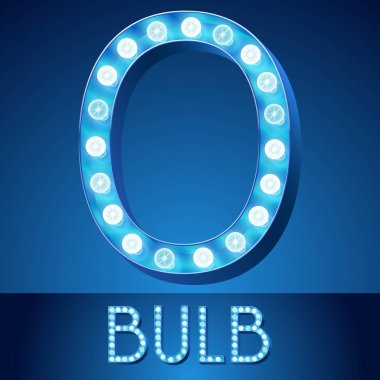 Alfabe vektör mavi ışık. Sayı 0