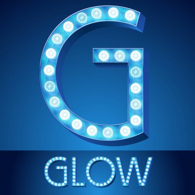 Alfabe vektör mavi ışık. G harfi