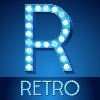 Alfabe vektör mavi ışık. R Harfi