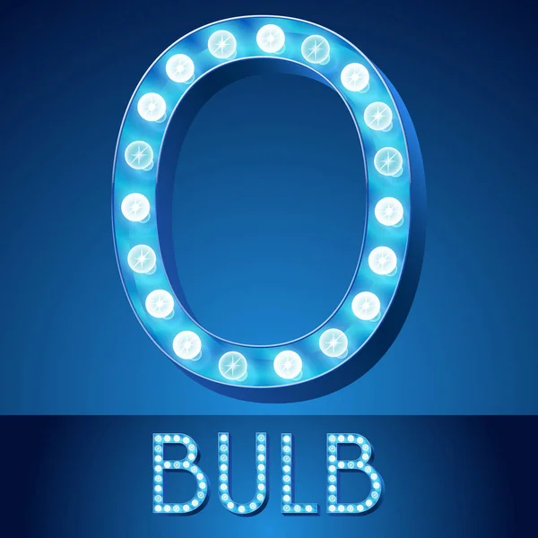 Alfabe vektör mavi ışık. Sayı 0