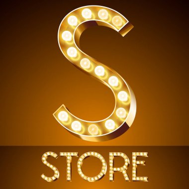 Vektör altın casino lamba ışık modern yazı tipi. S harfi