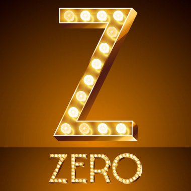 Vektör altın casino lamba ışık modern yazı tipi. Z harfi