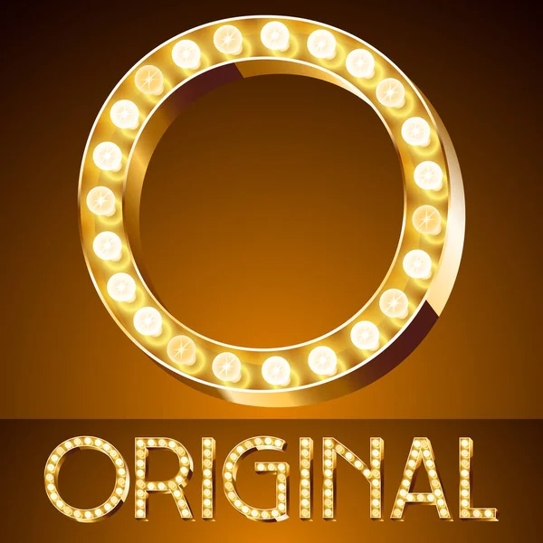 Vektör altın casino lamba ışık modern yazı tipi. O harfi