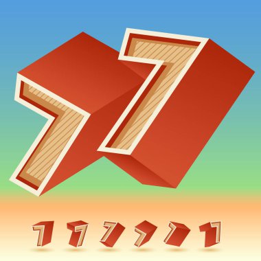Yaz tipografi tasarımı için 3B vektör retro alfabe. 7 numaralı