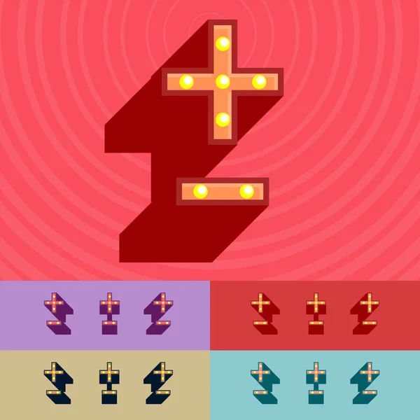 Векторный винтажный набор алфавитных букв, символов, чисел. Симбол-5 — стоковый вектор